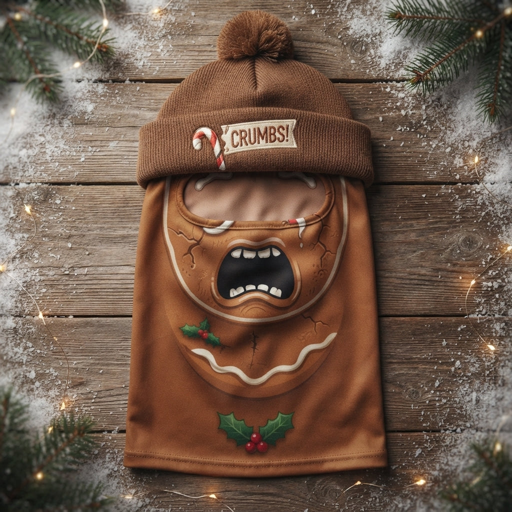 Creepy Gingerbread Monster Christmas Ski Mask