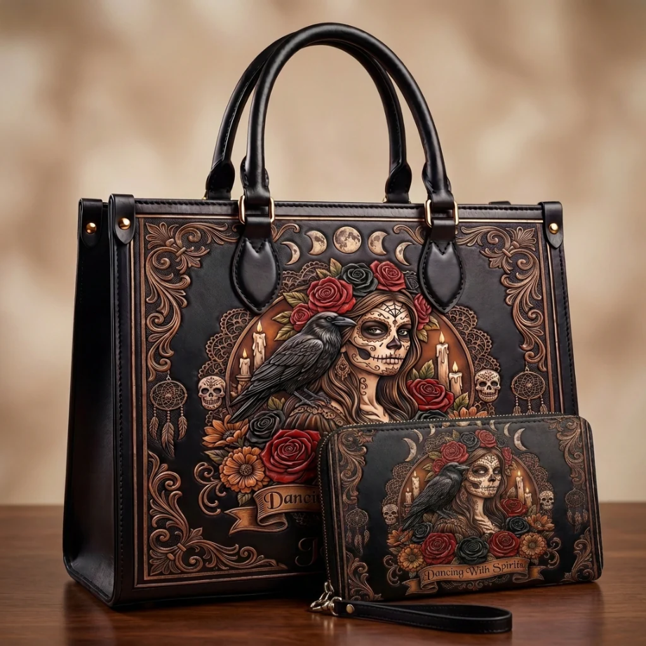 Dancing With Spirits Personalized Leather Bag + Free Wallet