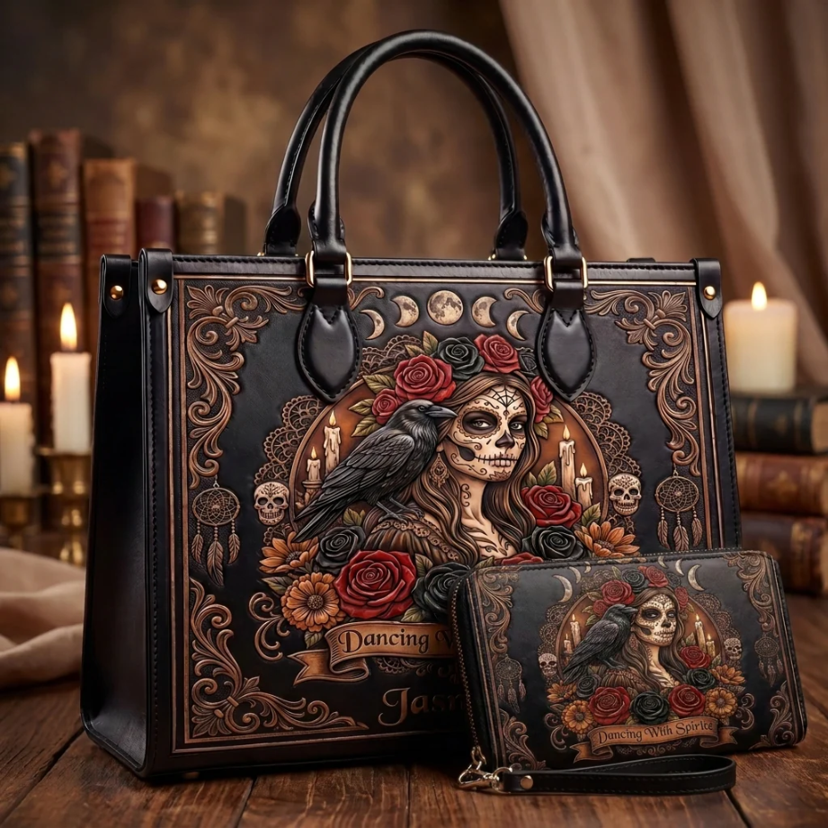 Dancing With Spirits Personalized Leather Bag + Free Wallet