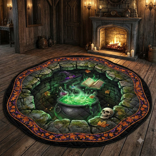 3D Halloween Witch Cauldron Well Illusion Rug
