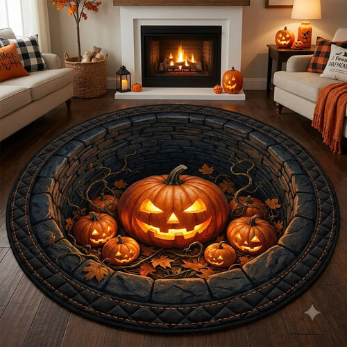 3D Halloween Pumpkin Portal Illusion Rug