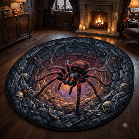3D Halloween Spider Web Well Illusion Rug