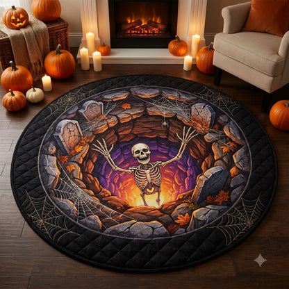 3D Halloween Skeleton Well Illusion Rug