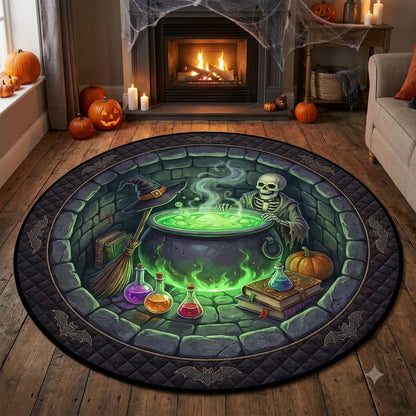 3D Halloween Skeleton Well Illusion Rug