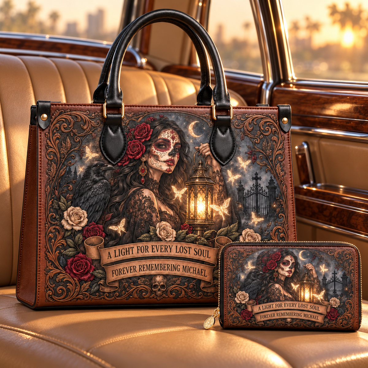 Personalized Keeper of Lost Souls Leather Handbag + Free Matching Wallet
