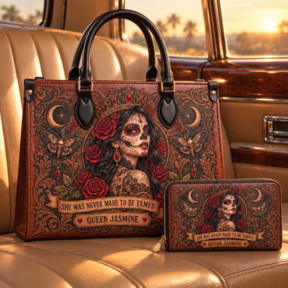 Personalized Queen of the Night Leather Handbag  + Free Matching Wallet