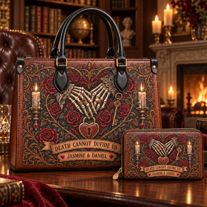Personalized Death Cannot Divide Us Leather Handbag + Free Matching Wallet
