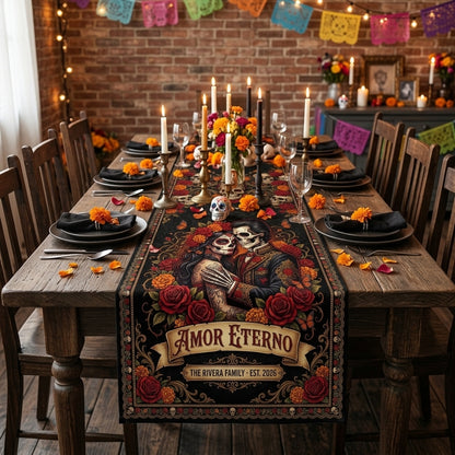 Amor Eterno Sugar Skull Table Runner