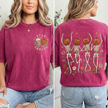Stay Creepy Skeleton Pumpkin T-Shirt