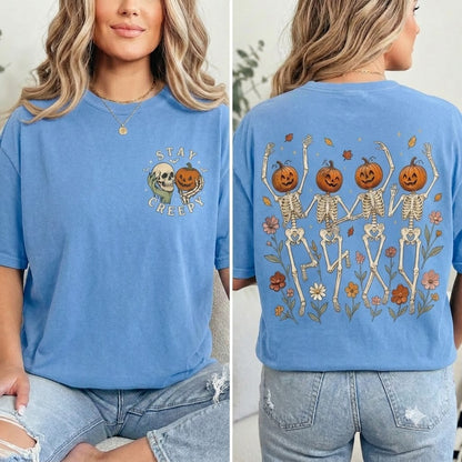 Stay Creepy Skeleton Pumpkin T-Shirt