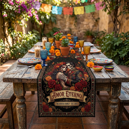 Amor Eterno Sugar Skull Table Runner