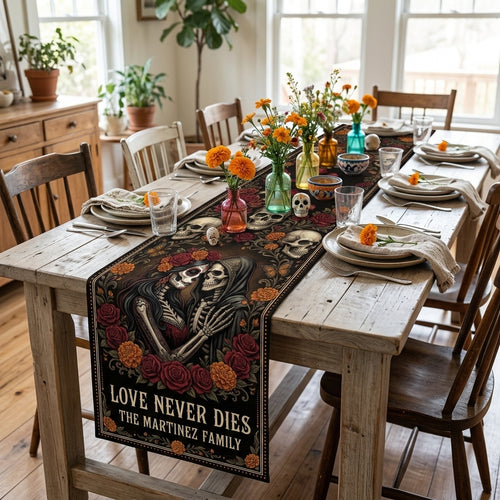 Gothic Skeleton Couple Table Runner