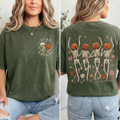 Stay Creepy Skeleton Pumpkin T-Shirt