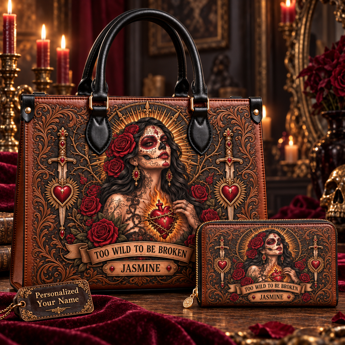 Too Wild To Be Broken Leather Handbag + Free Matching Wallet