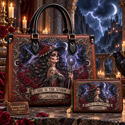 She Is the Storm Gothic Witch Leather Handbag + Free Matching Wallet