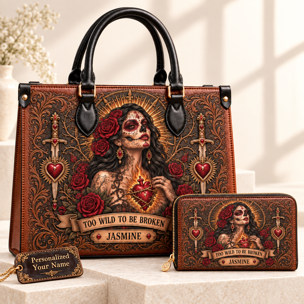 Too Wild To Be Broken Leather Handbag + Free Matching Wallet