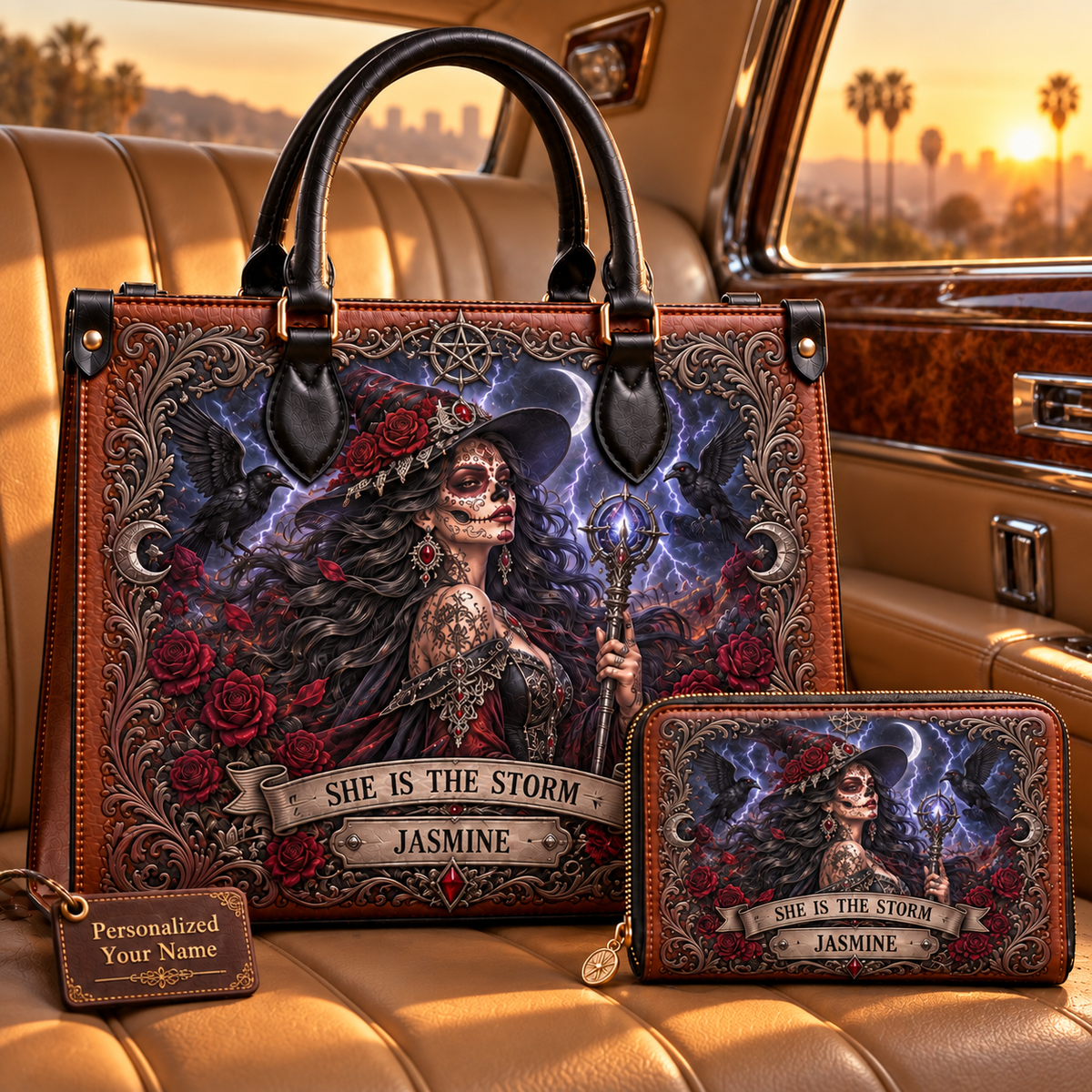 She Is the Storm Gothic Witch Leather Handbag + Free Matching Wallet