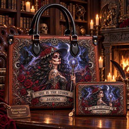 She Is the Storm Gothic Witch Leather Handbag + Free Matching Wallet