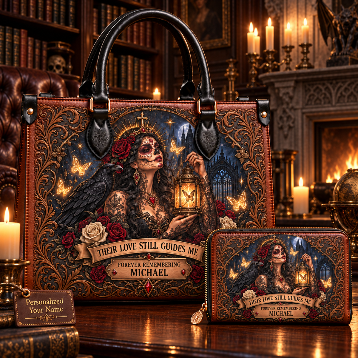 Their Love Still Guides Me Memorial Leather Handbag + Free Matching Wallet