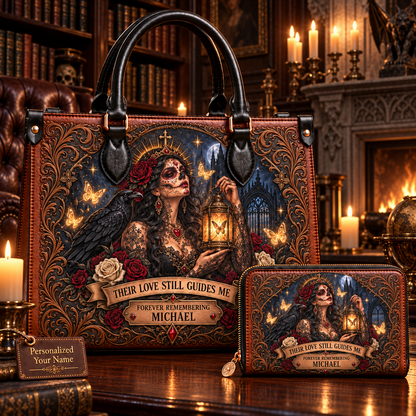 Their Love Still Guides Me Memorial Leather Handbag + Free Matching Wallet