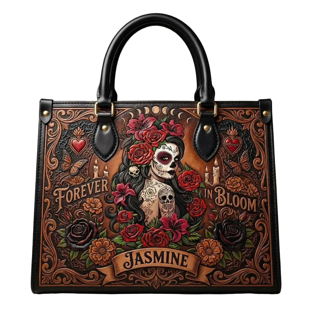 Midnight Calavera Personalized Leather Bag + Free Wallet