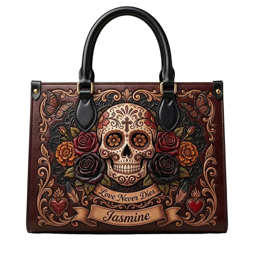 Eternal Love Skull Personalized Leather Bag + Free Wallet