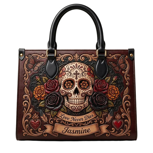 Eternal Love Skull Personalized Leather Bag + Free Wallet