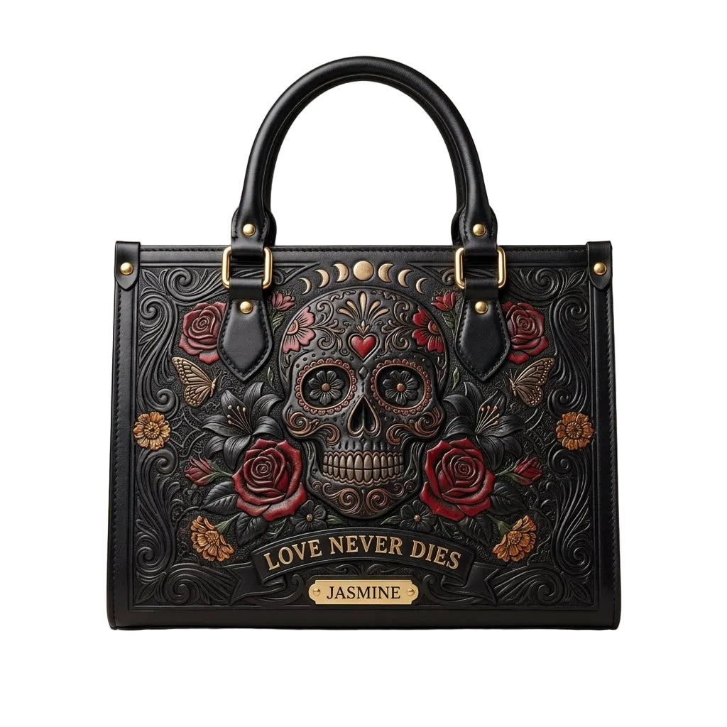 Moonlit Skull Personalized Leather Bag + Free Wallet