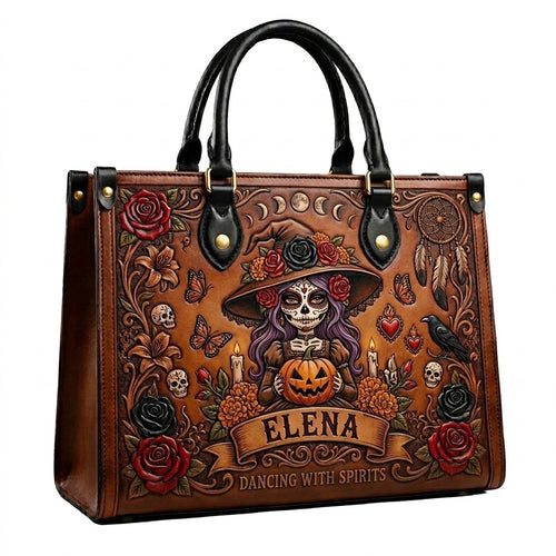 Gothic Catrina Personalized Leather Bag + Free Wallet