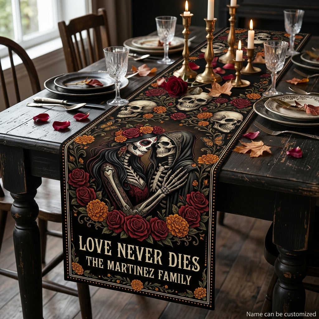 Gothic Skeleton Couple Table Runner