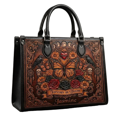 Monarch Butterfly Skull Leather Bag + Free Wallet