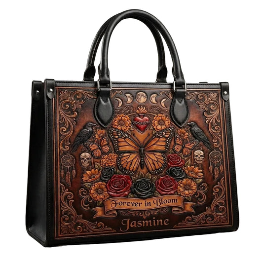 Monarch Butterfly Skull Leather Bag + Free Wallet