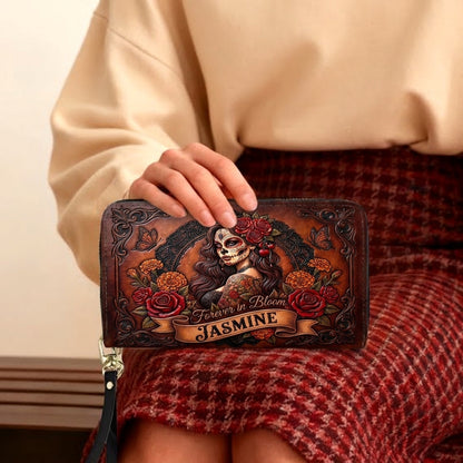Blooming Skull Personalized Leather Bag + Free Wallet