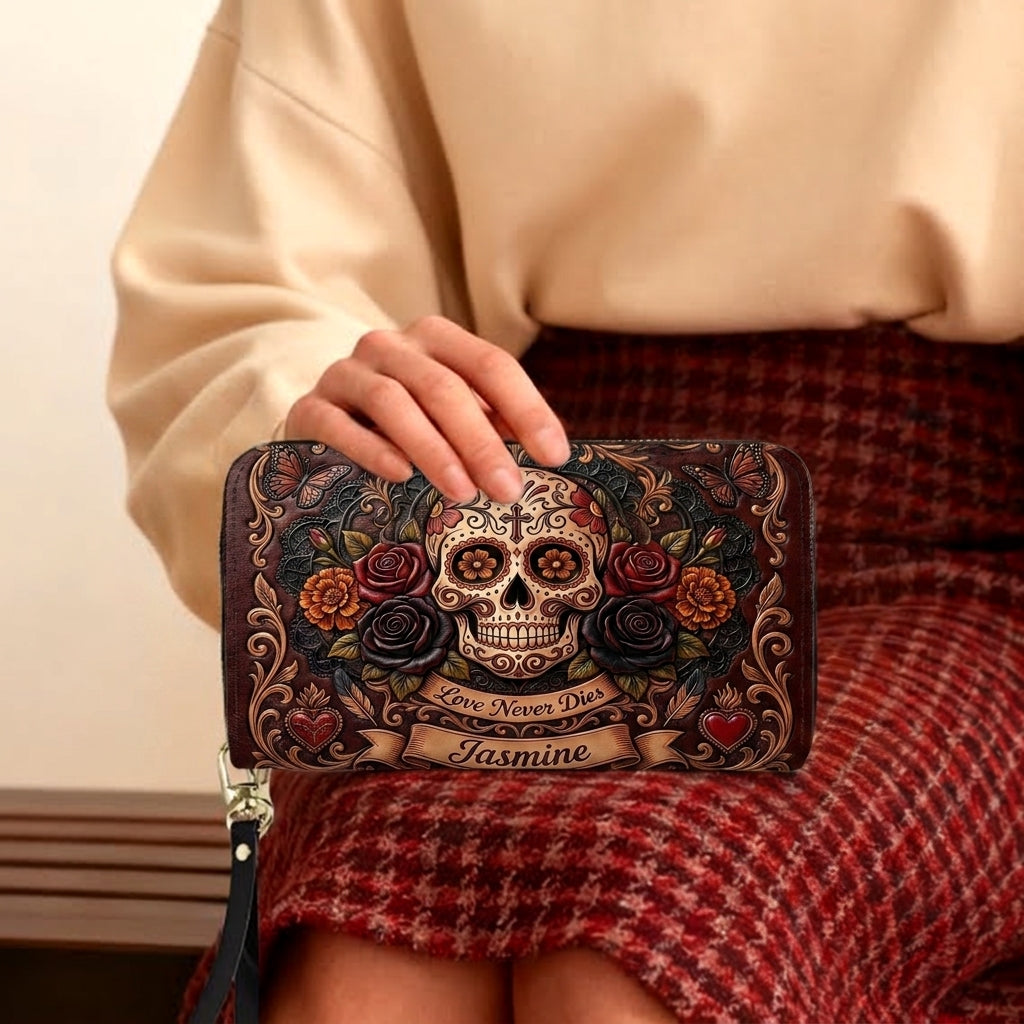 Eternal Love Skull Personalized Leather Bag + Free Wallet