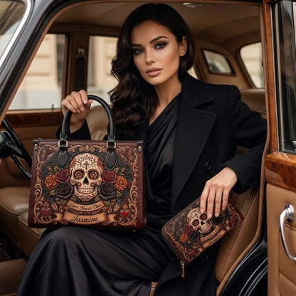 Eternal Love Skull Personalized Leather Bag + Free Wallet