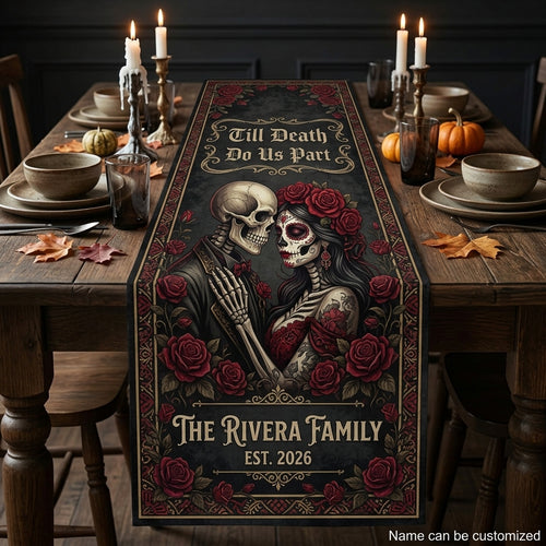 Mexican Skull Couple Table Runner
