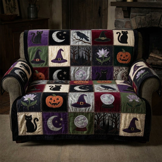 Gothic Cat Quilted Sofa Cover