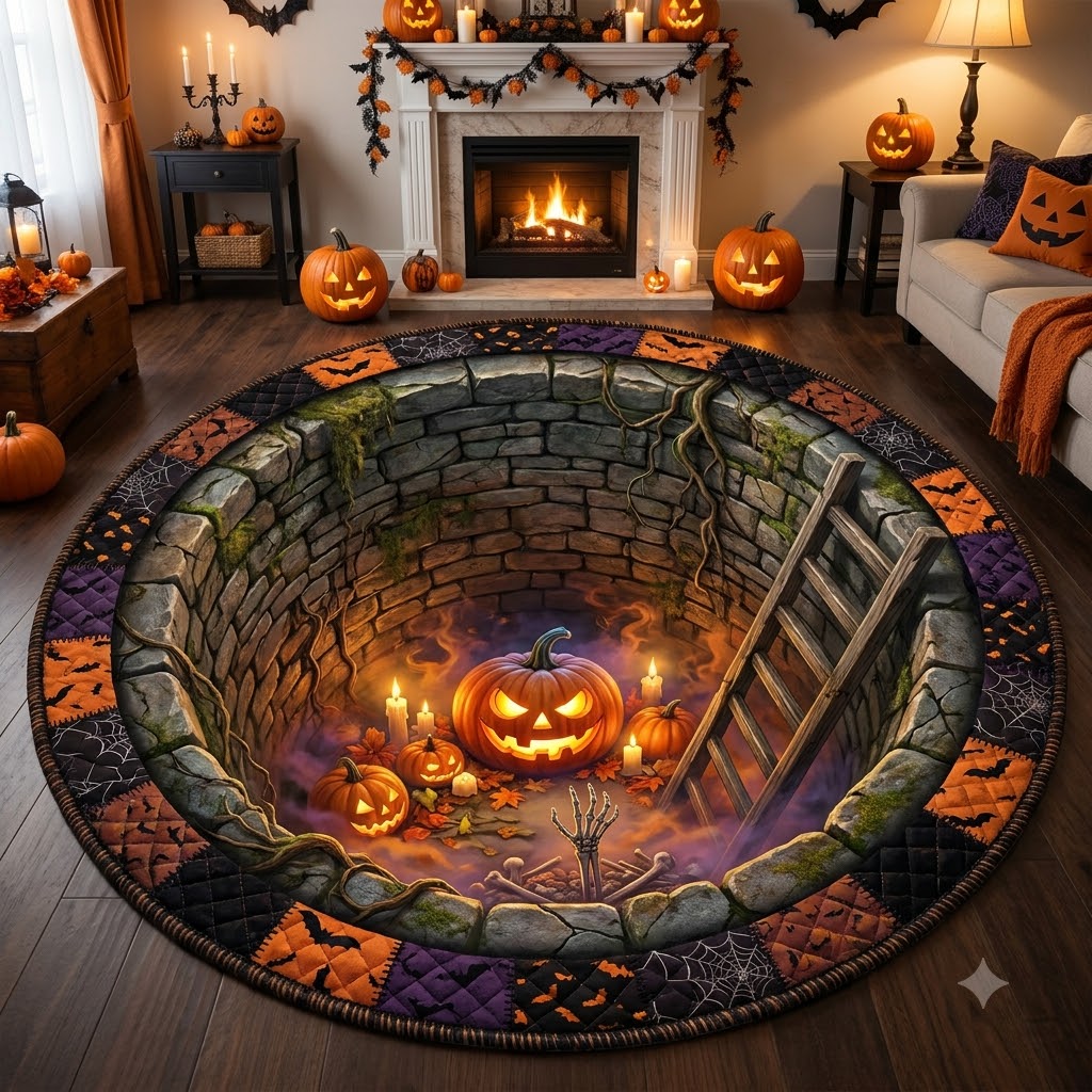 3D Halloween Pumpkin Portal Illusion Rug