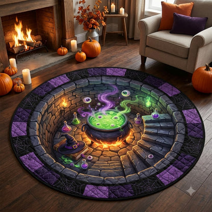 3D Halloween Witch Cauldron Well Illusion Rug