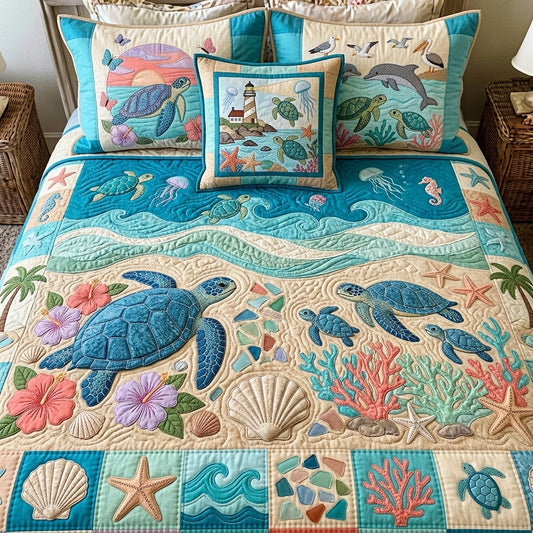 Sea Turtle Quilted Bedding Set
