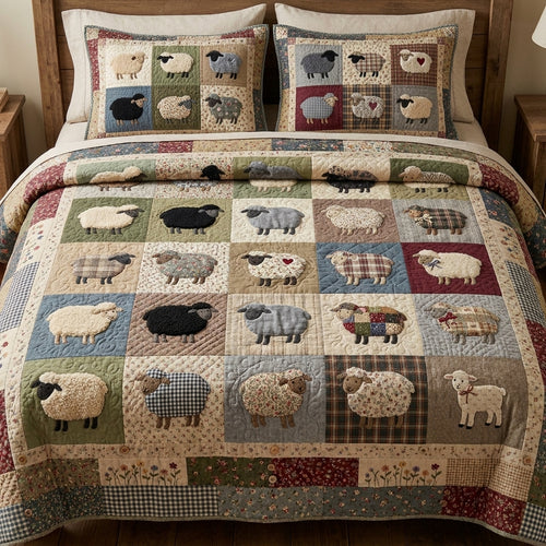 Colorful Sheep Quilted Bedding Set
