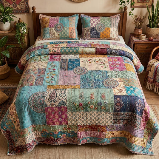 Bohemian Quilted Bedding Set