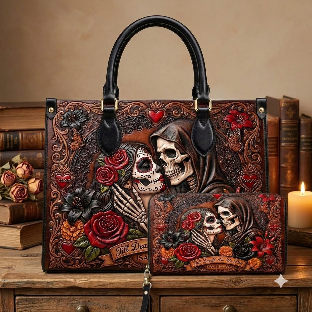 Till Death Do Us Part Personalized Leather Bag + Free Wallet