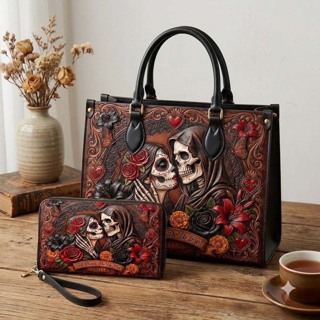 Till Death Do Us Part Personalized Leather Bag + Free Wallet