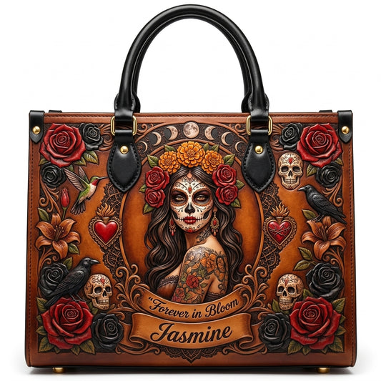 Crimson Rose Queen Personalized Leather Bag + Free Wallet