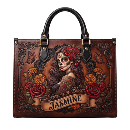 Blooming Skull Personalized Leather Bag + Free Wallet