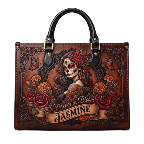 Blooming Skull Personalized Leather Bag + Free Wallet