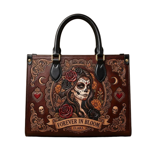 La Catrina Forever In Bloom Personalized Leather Bag + Free Wallet