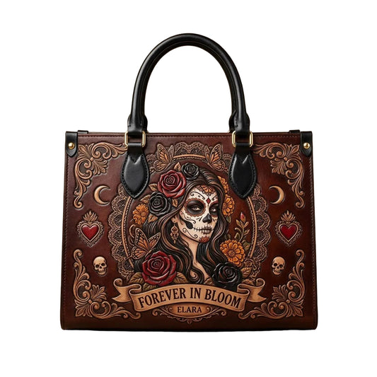 La Catrina Forever In Bloom Personalized Leather Bag + Free Wallet