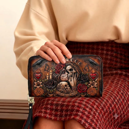 Love Never Dies Eternal Embrace Personalized Leather Bag + Free Wallet